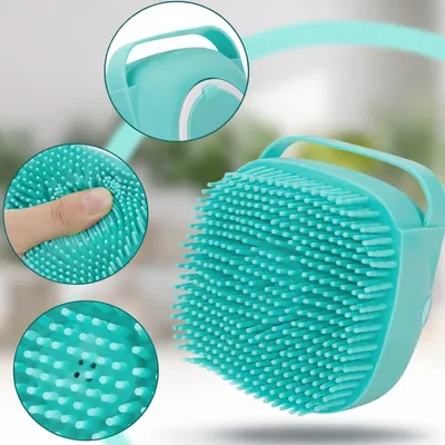 HausPets Brosse bain silicone bleue shampoing intégré HausPets Brosse bain silicone bleue shampoing intégré