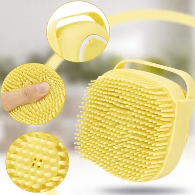 HausPets Brosse bain silicone jaune shampoing intégré HausPets Brosse bain silicone jaune shampoing intégré