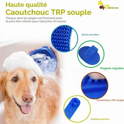 HausPets 2 brosses bain silicone poignée réglable HausPets 2 brosses bain silicone poignée réglable