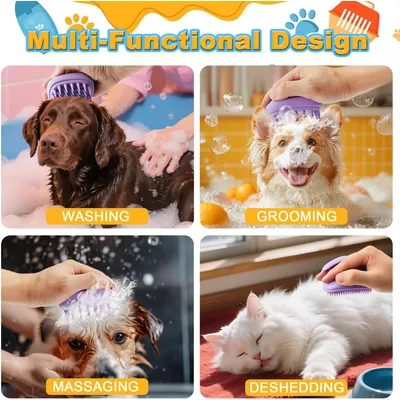 HausPets Brosse douche 2-en-1 violet poils longs/courts HausPets Brosse douche 2-en-1 violet poils longs/courts
