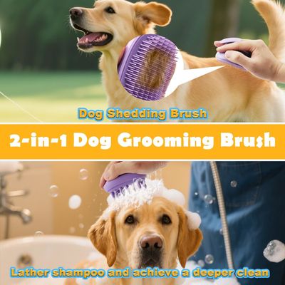 HausPets Brosse douche 2-en-1 violet poils longs/courts