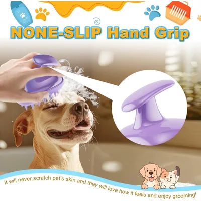 HausPets Brosse douche 2-en-1 violet poils longs/courts HausPets Brosse douche 2-en-1 violet poils longs/courts
