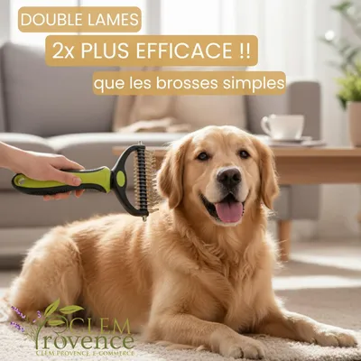 HausPets Brosse double lame pro sous-poil nœuds