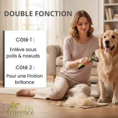 HausPets Brosse double lame pro sous-poil nœuds