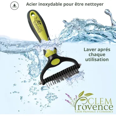 HausPets Brosse double lame pro sous-poil nœuds
