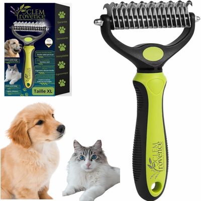 HausPets Brosse double lame pro sous-poil nœuds