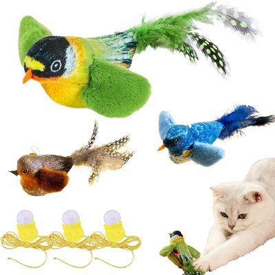 HausPets ensemble 3 jouets chat peluche oiseau adapté chat