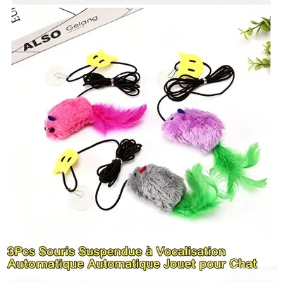 HausPets jouet extensible chat suspendu intérieur 3 souris HausPets jouet extensible chat suspendu intérieur 3 souris