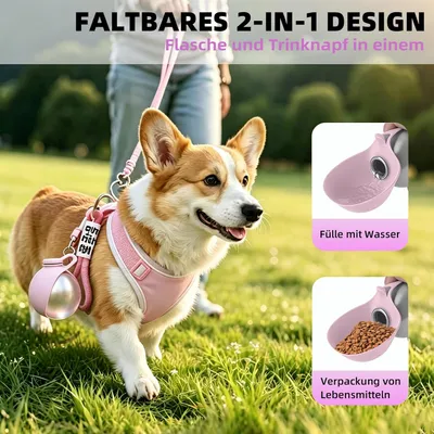 HausPets gourde chien 285 ml inox silicone pliable anti fuite camping HausPets gourde chien 285 ml inox silicone pliable anti fuite camping