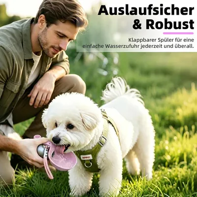 HausPets gourde chien 285 ml inox silicone pliable anti fuite camping HausPets gourde chien 285 ml inox silicone pliable anti fuite camping