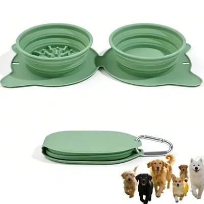 HausPets Comedero doble plegable para perros y gatos