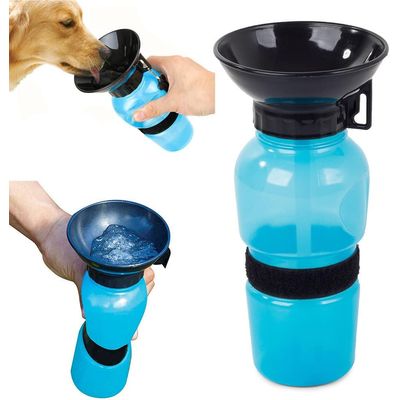 HausPets Trinkflasche 0,5L integrierter Napf Reise Zufallsfarbe