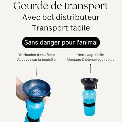 HausPets gourde chien 0 5 L bol intégré voyage couleur aléatoire