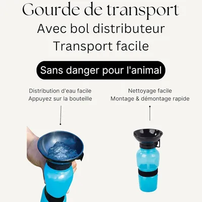 HausPets gourde chien 0 5 L bol intégré voyage couleur aléatoire