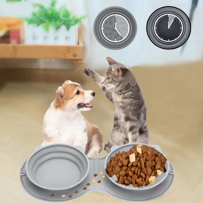 HausPets double gamelle silicone rétractable chien chat anti glouton