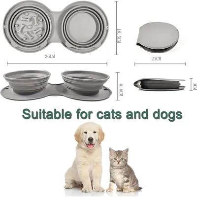 HausPets double gamelle silicone rétractable chien chat anti glouton