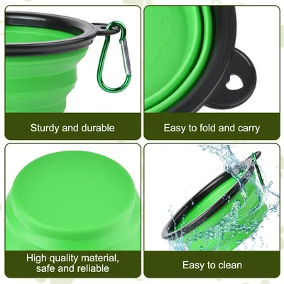 HausPets Set 2 Faltnäpfe 350ml Karabiner Hunde Katzen blau grün
