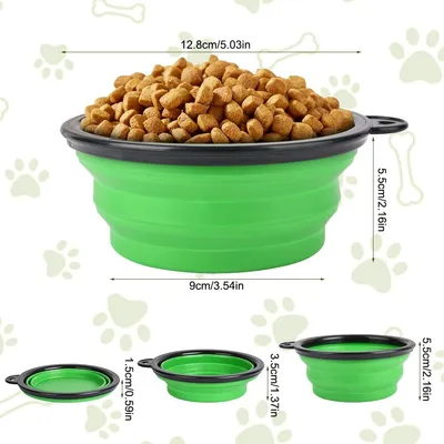 HausPets Set 2 Faltnäpfe 350ml Karabiner Hunde Katzen blau grün