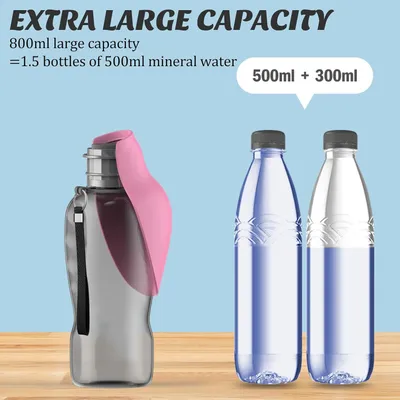 HausPets gourde chien 800 ml anti fuite portable balade voyage rose