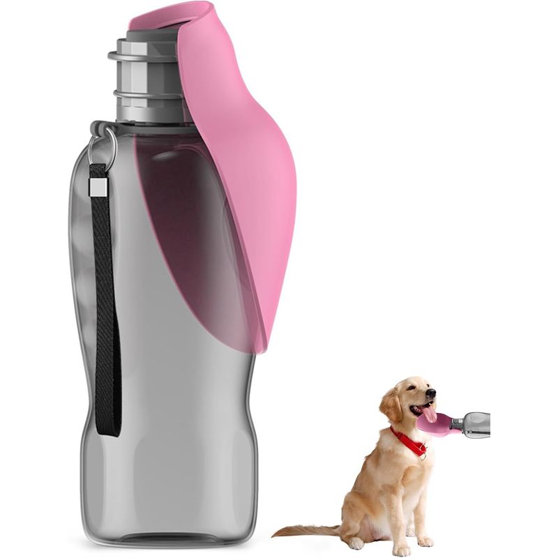 HausPets gourde chien 800 ml anti fuite portable balade voyage rose