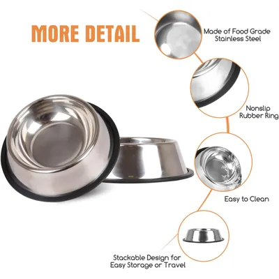 HausPets Lot de 2 Gamelles Inox Antidérapantes pour Chien Moyen/Grand HausPets Lot de 2 Gamelles Inox Antidérapantes pour Chien Moyen/Grand