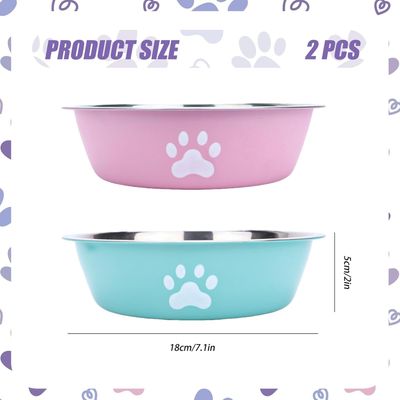 HausPets Lot de 2 Gamelles Inox Antidérapantes pour Chien et Chat