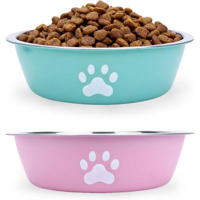 HausPets Lot de 2 Gamelles Inox Antidérapantes pour Chien et Chat