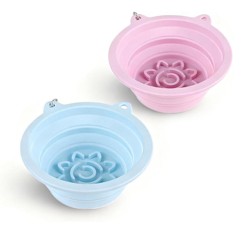 HausPets lot 2 gamelles pliables chien chat anti glouton antidérapantes