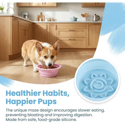 HausPets lot 2 gamelles pliables chien chat anti glouton antidérapantes