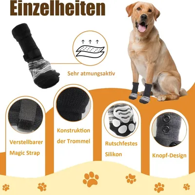 HausPets Paquete de 2 pares calcetines antilamido perros (negro, talla L)
