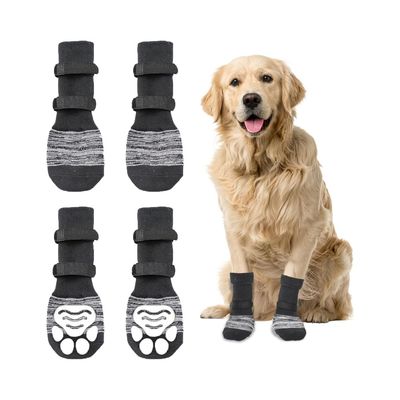 HausPets Lot de 2 Paires Chaussettes Anti-léchage Chien (Noir, L)