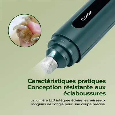 Lime ongles chien électrique 5 vitesses LED rechargeable vert Lime ongles chien électrique 5 vitesses LED rechargeable vert