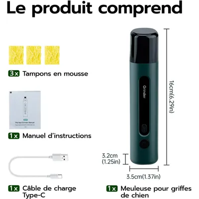 Lime ongles chien électrique 5 vitesses LED rechargeable vert Lime ongles chien électrique 5 vitesses LED rechargeable vert