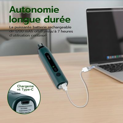 Lime ongles chien électrique 5 vitesses LED rechargeable vert