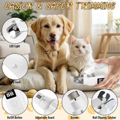 Lime ongles électrique 2 en 1 chien chat LED anti éclaboussures Lime ongles électrique 2 en 1 chien chat LED anti éclaboussures