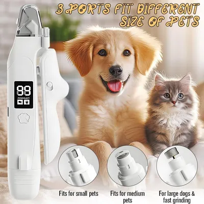 Lime ongles électrique 2 en 1 chien chat LED anti éclaboussures Lime ongles électrique 2 en 1 chien chat LED anti éclaboussures