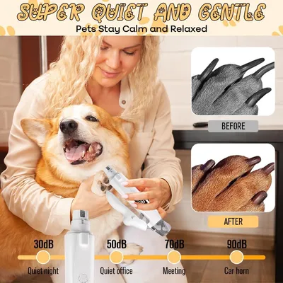 Lime ongles électrique 2 en 1 chien chat LED anti éclaboussures Lime ongles électrique 2 en 1 chien chat LED anti éclaboussures
