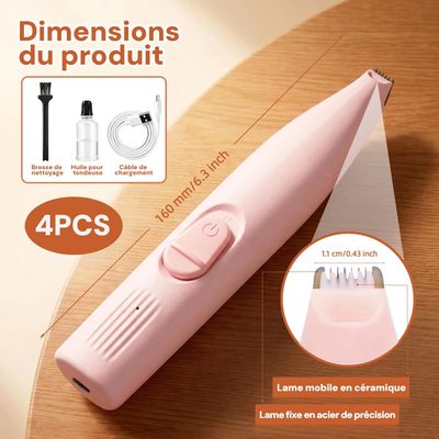 Tondeuse pattes chien LED – Silencieuse – USB rechargeable
