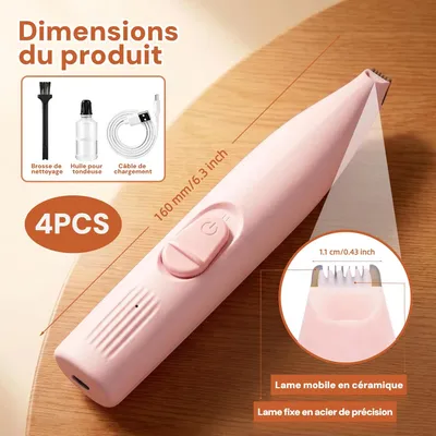 Tondeuse pattes chien LED – Silencieuse – USB rechargeable