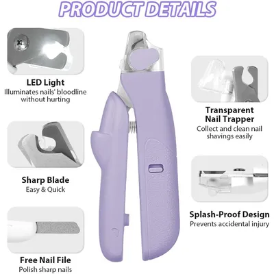 Lime ongles chien chat LED anti éclaboussures Lime ongles chien chat LED anti éclaboussures