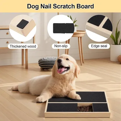 Griffoir chien bois massif boîte friandises 35x25x3 cm Griffoir chien bois massif boîte friandises 35x25x3 cm