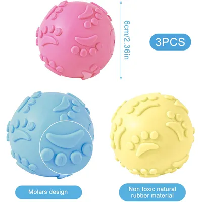 3 quietschende Gummibälle – schwimmend – Blau/Rosa/Gelb 3 quietschende Gummibälle – schwimmend – Blau/Rosa/Gelb