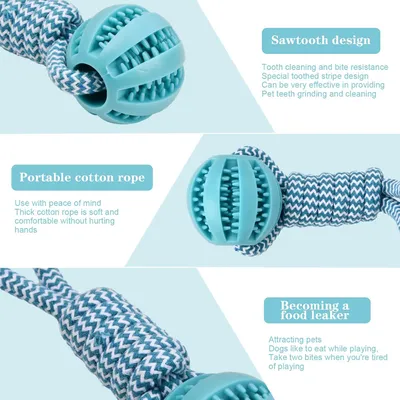 HausPets Pelota de goma con cuerda – Indestructible – Limpieza dental