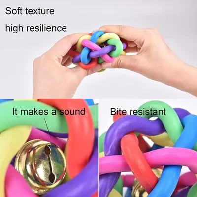 2er-Set geflochtene Gummibälle mit Glöckchen 2er-Set geflochtene Gummibälle mit Glöckchen