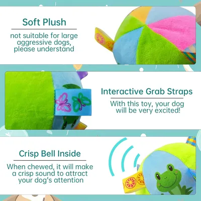 Interaktiver Plüsch-Hundeball,12cm,mit Glöckchen,für kleine bis mittelgroße