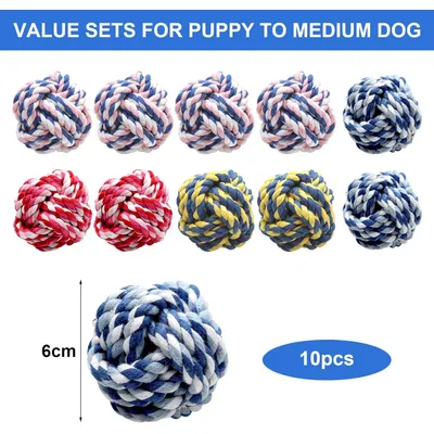 Lot 10 balles corde coton – Nettoie dents – Chiots
