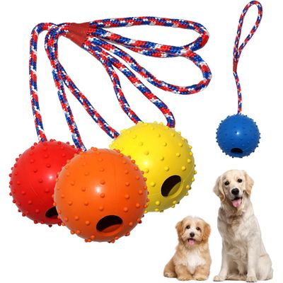 4 balles avec corde – Caoutchouc naturel 5 cm – Tir à la corde