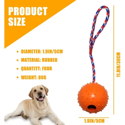 HausPets 4 pelotas con cuerda – Caucho natural 5 cm – Juego de tira afloja HausPets 4 pelotas con cuerda – Caucho natural 5 cm – Juego de tira afloja