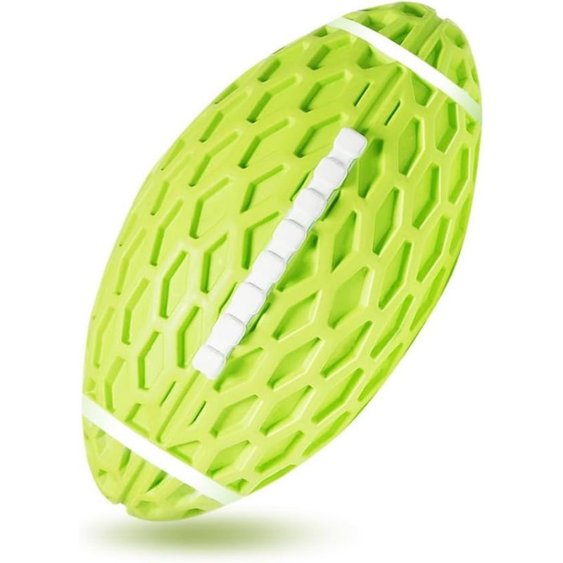 Gummi-Rugbyball mit Pfeife – Quietscher – Grün