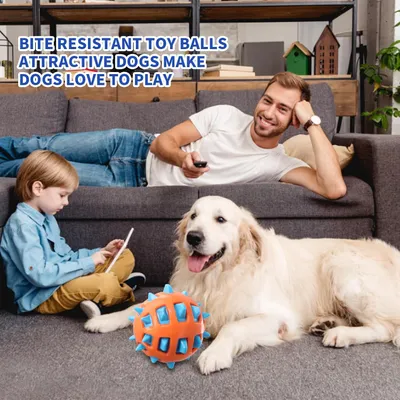 HausPets Pelota goma bicolor – Chirriante, superficie suave texturizada –